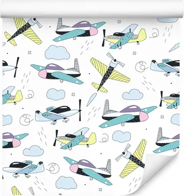 Obrázok produktu pre 10m VLIES WALLPAPER rolka škôlka lietadlá hrať zábava XXL