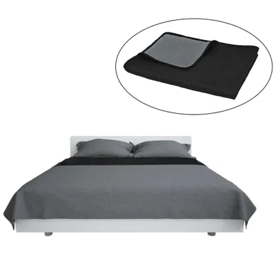 Obrázek produktu pro vidaXL Oboustranný přehoz na postel Prošívaný 230 x 260 cm Šedá a černá
