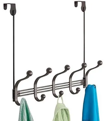 Produktbild von mDesign Türgarderobe 5 Doppelhaken Garderobenhaken Bronze Türhaken Wand