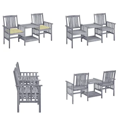Image de vidaXL Chaises de jardin avec table de thé et coussins en bois massif d'acacia - Chaise de jardin avec table de thé - Chaises de jardin avec tables de thé - Bistro Set - Holz Bistro Set