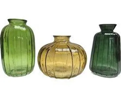 Cactula Glasvasen-Set – Grüntöne – 3 Stück – 7 × 11 cm