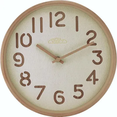 Produktbild von PRIM Organic Soft Wanduhr Holz lautlos Naturbelassen/Creme 29,7 cm