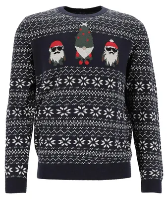 Produktbild von MARVELIS modern fit Kersttrui katoen, O-hals, donkerblauw met Kerst print