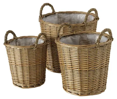 Produktbild von 3er Pflanzkorb, Holz, Handgefertigt, braun, rund
