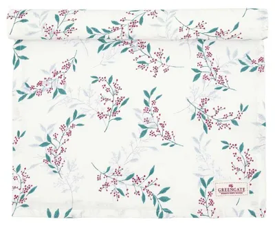 Produktbild von Greengate Tischläufer JULANI Weiß mit Blumen Baumwolle 45x140 cm Tischdecke