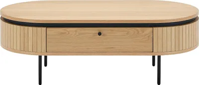 Produktbild von Couchtisch mit 2 Schubladen, Eichenfurnier und Metall - Hell natur und Schwarz - CARDIONA
