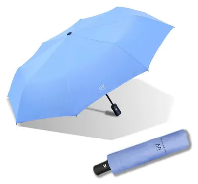 Zdjęcie produktu dla Parasol składany, odporny na wiatr i deszcz, wodoodporny, odporny na promieniowanie UV, jasnoniebieski