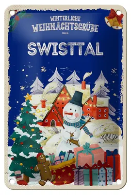 Produktbild von Blechschild Weihnachtsgrüße SWISTTAL Geschenk Dekoration 12x18cm