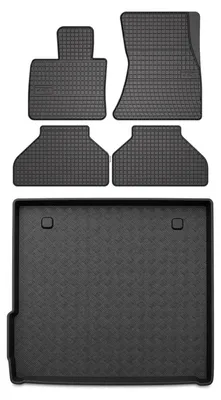 Produktbild von Gummimatten + Kofferraumwanne für BMW X5 E70 2006-2013 (Standard-Kofferraum) – Schwarz, passgenau – Wielganizator SolidPRO