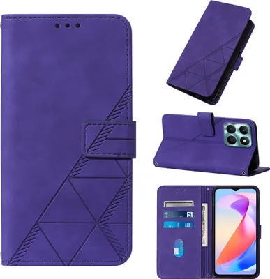 Produktbild von Hülle für Honor X6A Prägung Flip Leder Kartenfächer Schutzhülle mit Ständer Lila
