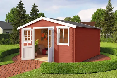Produktbild von Gartenhaus Outdoor Life Wels 4 inkl. Fußboden 425,1 x 410 cm schwedischrot