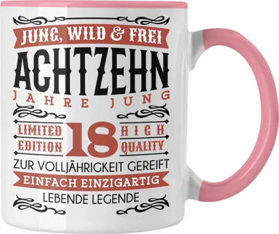 Produktbild von Trendation - 18. Geburtstag Tasse Geschenk 18er Geschenkidee Mädchen Jungen Lustiger Spruch Legende (Rosa)