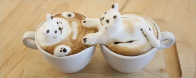 Produktbild von Wallario Poster - Süße Milchschaum Katzen auf Kaffee, Kunstdruck Größe: 80 x 200 cm