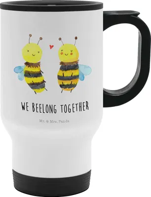 Produktbild von Mr. & Mrs. Panda Thermobecher To Go Biene Verliebt - Weiß - Geschenk, edelstahl isolierbecher, thermosbecher, To-Go-Becher, Kaffeebecher