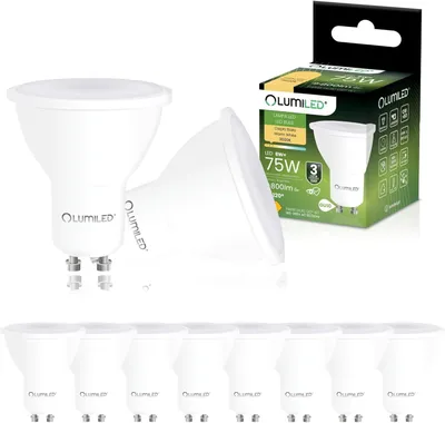 Produktbild von LUMILED GU10 LED Lampe PAR16 8W ersetzt 75W 800lm 3000K Warmweiß 120°  Nicht Dimmbar 10er Pack Energiespar Leuchtmittel Reflektor Spot für Küche Wohnzimmer Büro Flur 10 Stück Lampen