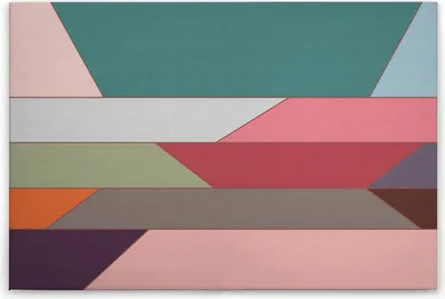 Produktbild von Leinwandbild Geometrisch 60 x 90 cm - Wandbild Abstrakt Bunt Grün - Keilrahmenbild Wohnzimmerdeko Wanddeko Wandgemälde
