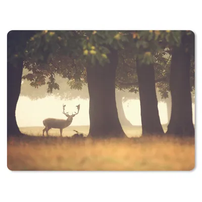 Produktbild von MuchoWow® Mauspad Mousepad Hirsche - Bäume - Wald 23x19 cm - Mousepads - Maus Mat - Pad - Mausunterlage - Schreibtischunterlage - Mauspad