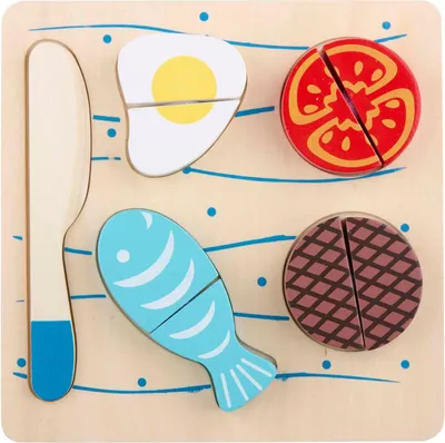 Produktbild von Holz-Steckspiel „Fleisch & Fisch“ – 9 Teile