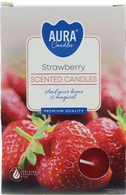 Produktbild von AURA CANDLES Teelichte Duft 6er Erdbeere in Faltschachtel