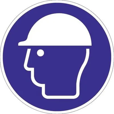 Produktbild von Folie Kopfschutz benutzen D.200mm blau/weiß ASR A1.3 DIN EN ISO 7010