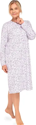 Obrázok produktu pre Dámska nočná košeľa 2XL bavlna fialová dlhé rukávy zips
