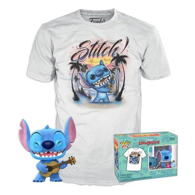 Produktbild von Disney Funko POP! Figur + T-Shirt Set - Ukelele Stitch (Flocked) M
