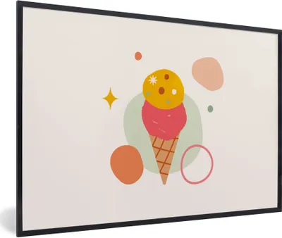 Produktbild von MuchoWow® Gerahmtes Poster Eiscreme - Sommer - Farben 90x60 cm - Poster mit Schwarzem Bilderrahmen Wandposter Rahmen Foto Bilder - Fotorahmen - Foto-Plakat
