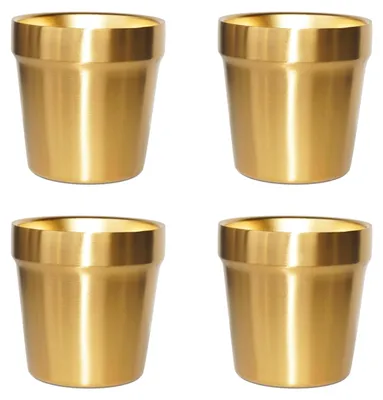 Doppelwand-Isolierbecher aus Edelstahl, 4er-Set, gold, 175 ml, stapelbar