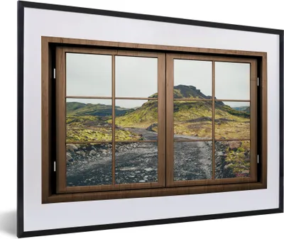 Produktbild von MuchoWow® MuchoWow® Gerahmtes Poster Aussicht - Berg - Steine 60x40 cm - Poster mit zchwarzem Bilderrahmen - Schlafzimmer - Plakat in Rahmen - Drucken