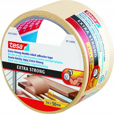 Immagine prodotto di Nastro tesa Extra STRONG Permanent, biadesivo, in pellicola, bianco, 50 mm, L-5 m