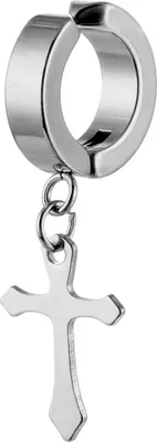 Produktbild von 1 Paar Uni-Ohrringe, Kreuz-Hip-Hop-Schmuck, einfache, helle, glänzende Creolen für den täglichen Gebrauch-Silber