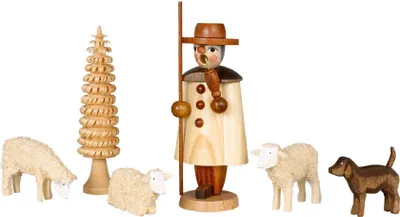 Produktbild von Figurensatz Schäfer mit Schafen natur Höhe=9,5cm NEU
