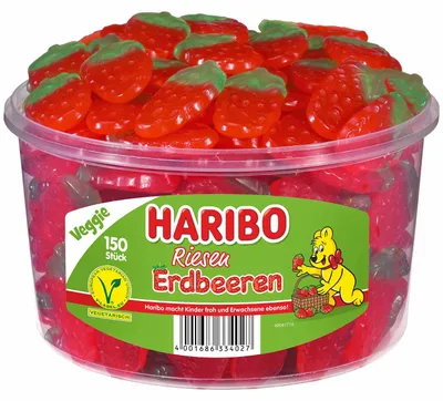 Produktbild von HARIBO Riesen Erdberen Dose mit 150 Stück