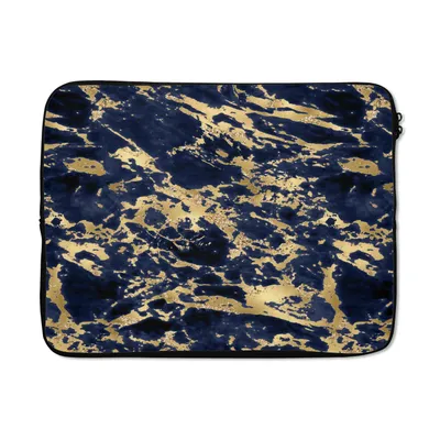 Produktbild von MuchoWow® Laptop Hülle 15 Zoll Blau - Gold - Marmor - Muster Laptoptasche - Laptoptasche - Sleeve - Rundum-Schutz
