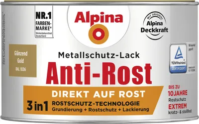 Produktbild von Alpina Metallschutz-Lack Anti-Rost 300 ml gold glänzend