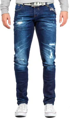 Produktbild von Cipo & Baxx Herren Slim Fit Jeans Stonewashed CD392 Blue W38/L34
