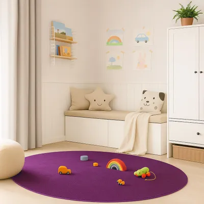 Produktbild von Velours Kinderteppich Joy Kids Lila Rund, Größe:400 cm Rund
