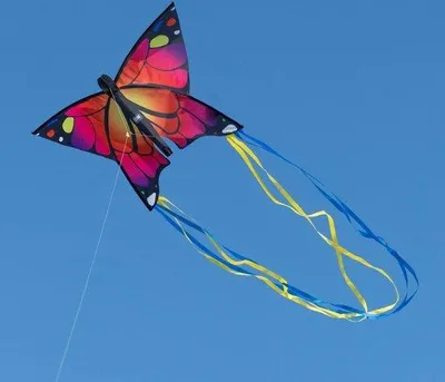 Image de Cerf-volant papillon pour enfants, rose, 58 m x 40 cm, à une ligne