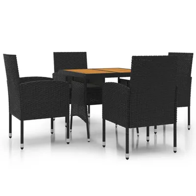 Produktbild von vidaXL 5-tlg. Garten-Essgruppe Poly Rattan Schwarz