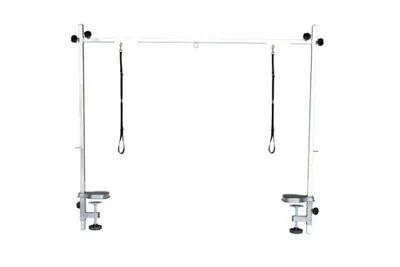 Produktbild von Doppelter Trimmtisch Halterung für Trimmtisch - Edelstahl - Passend für Tischplatten von 110-120 cm und 6,5 cm Dicke