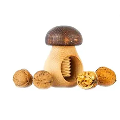 Produktbild von Nussknacker Pilz aus Buchenholz mit Schraubgewinde | sehr massiv | als Pilz Figur | knackt Jede Nuss mit wenig Kraft