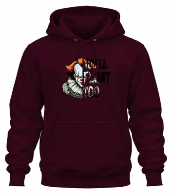 Zdjęcie produktu dla Pennywise Horror Clown Scary Halloween Retro Vintage Scary Uni Bluza z kapturem, bordowy, M