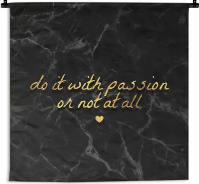 Produktbild von MuchoWow® Wandteppich Wandbehang Zitate - Sprichwörter - Gold - Marmor 150x150 cm Tapisserie Dekoration Wandtuch - Wohnaccessoires - Modernes