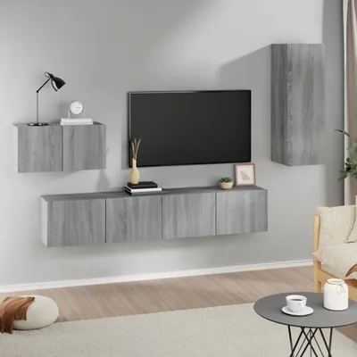 Produktbild von The Living Store 4-tlg. TV-Schrank-Set Grau Sonoma Holzwerkstoff