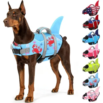 Hunde-Schwimmweste Hai-Design, reflektierend, verstellbar, XL