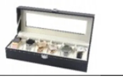 Obrázok produktu pre Hodinky Box pre 6 hodinky Hodinky Box kožený tovar Vitrína skladovanie BoxPolyuretánkožené hodinky skladovanie organizátor hodinky Box čierna Retoo