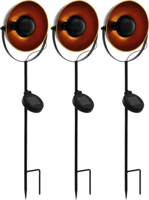 Produktbild von 3er Set LED Solarleuchte, Erdspieß, schwarz-orange, H 61 cm