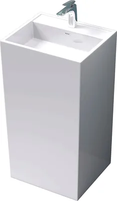 Produktbild von Mai & Mai Design Standwaschbecken freistehend in weiß, aus Mineralguss, Waschtisch, BTH: 50x42x90cm Col34