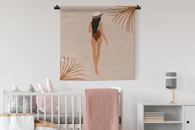 Produktbild von MuchoWow® Wandteppich Wandbehang Sommer - Frau - Pastell 90x90 cm Tapisserie Dekoration Wandtuch - Wandaufhänger