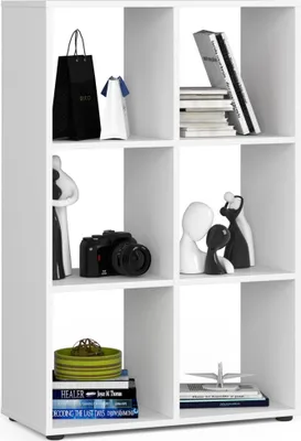 Produktbild von Bücherregal AKORD QUAD Bücherschrank Weiß 70,5 cm 6 Ebenen B70,5 x H109 x T33 cm